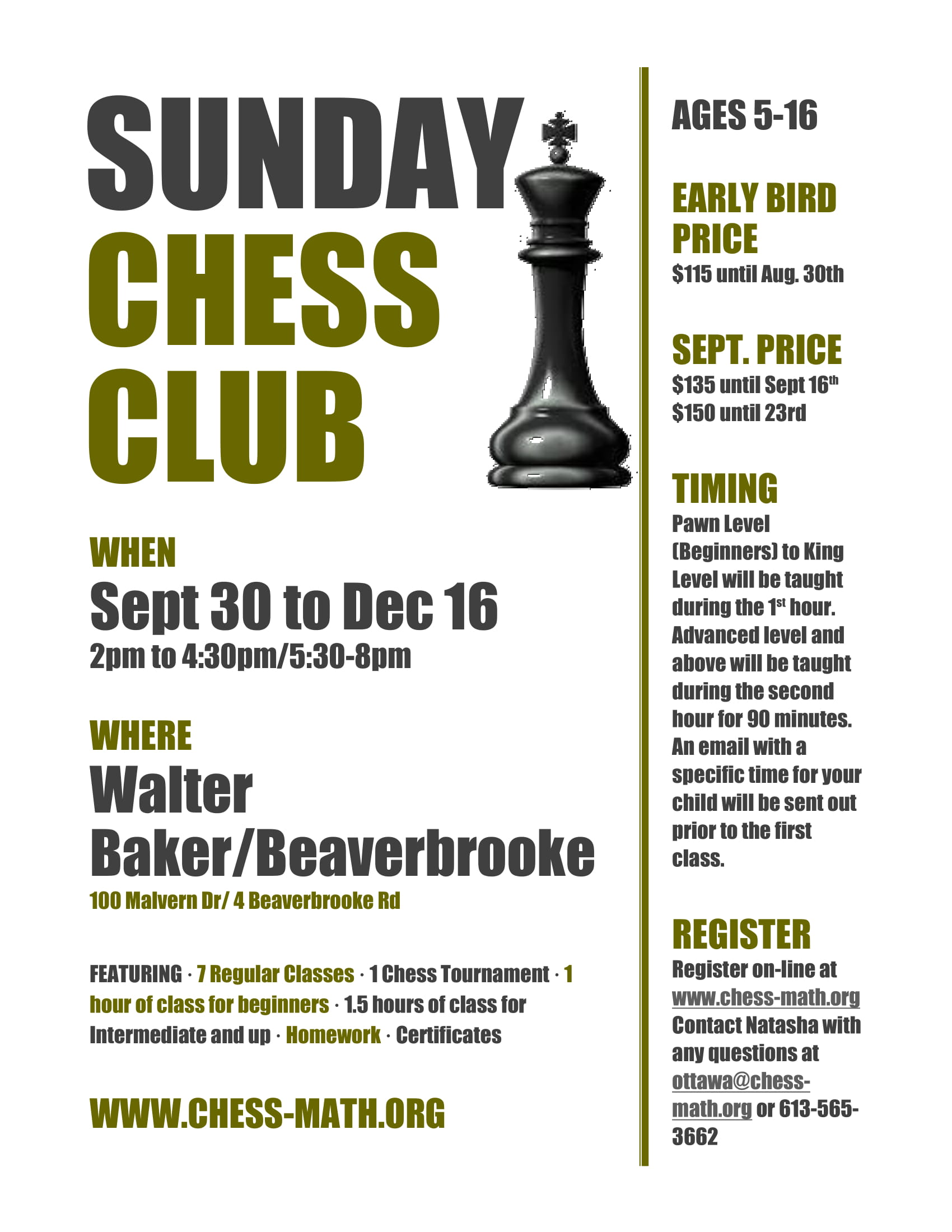 Sunday Chess Clubs 2018-2019