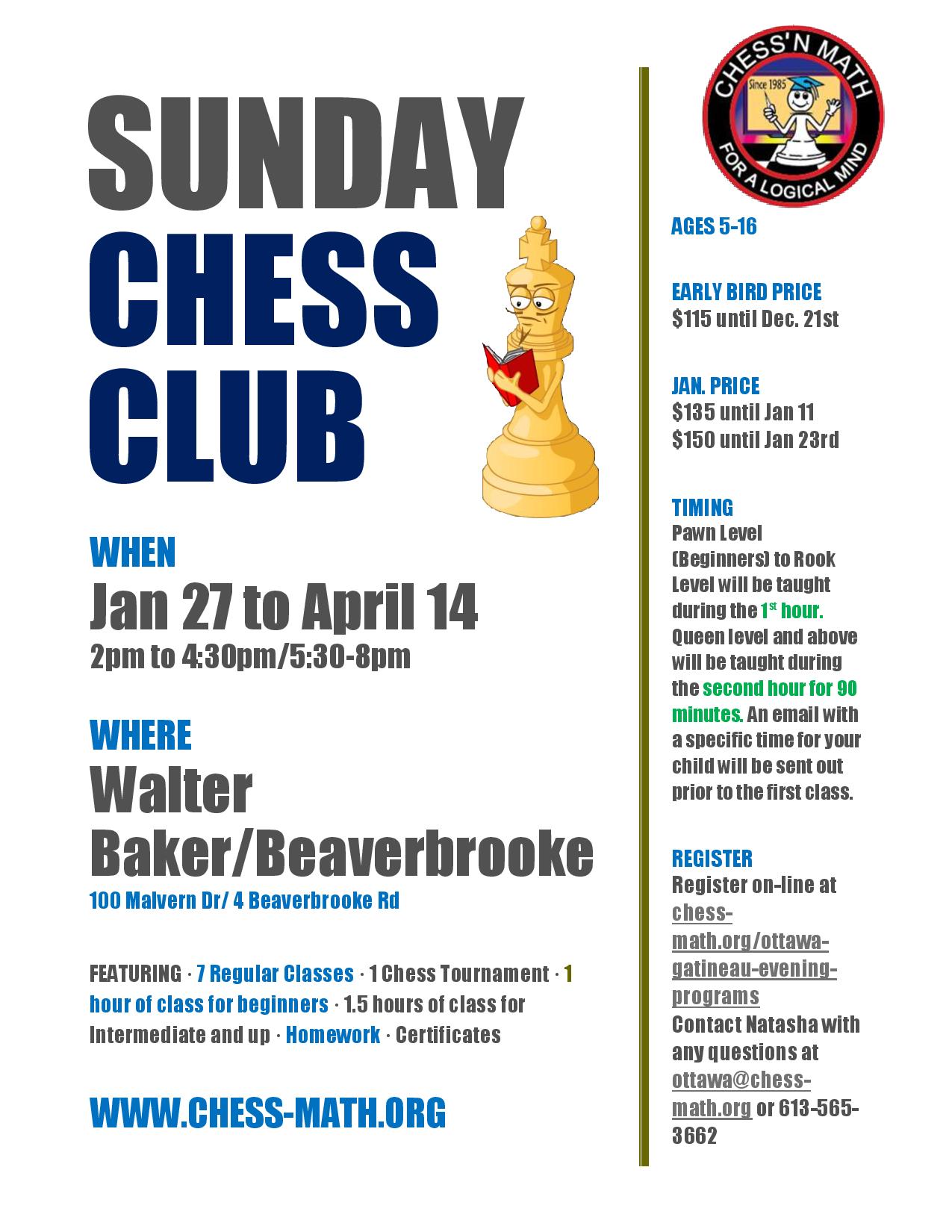 Sunday Chess Clubs Winter 2019